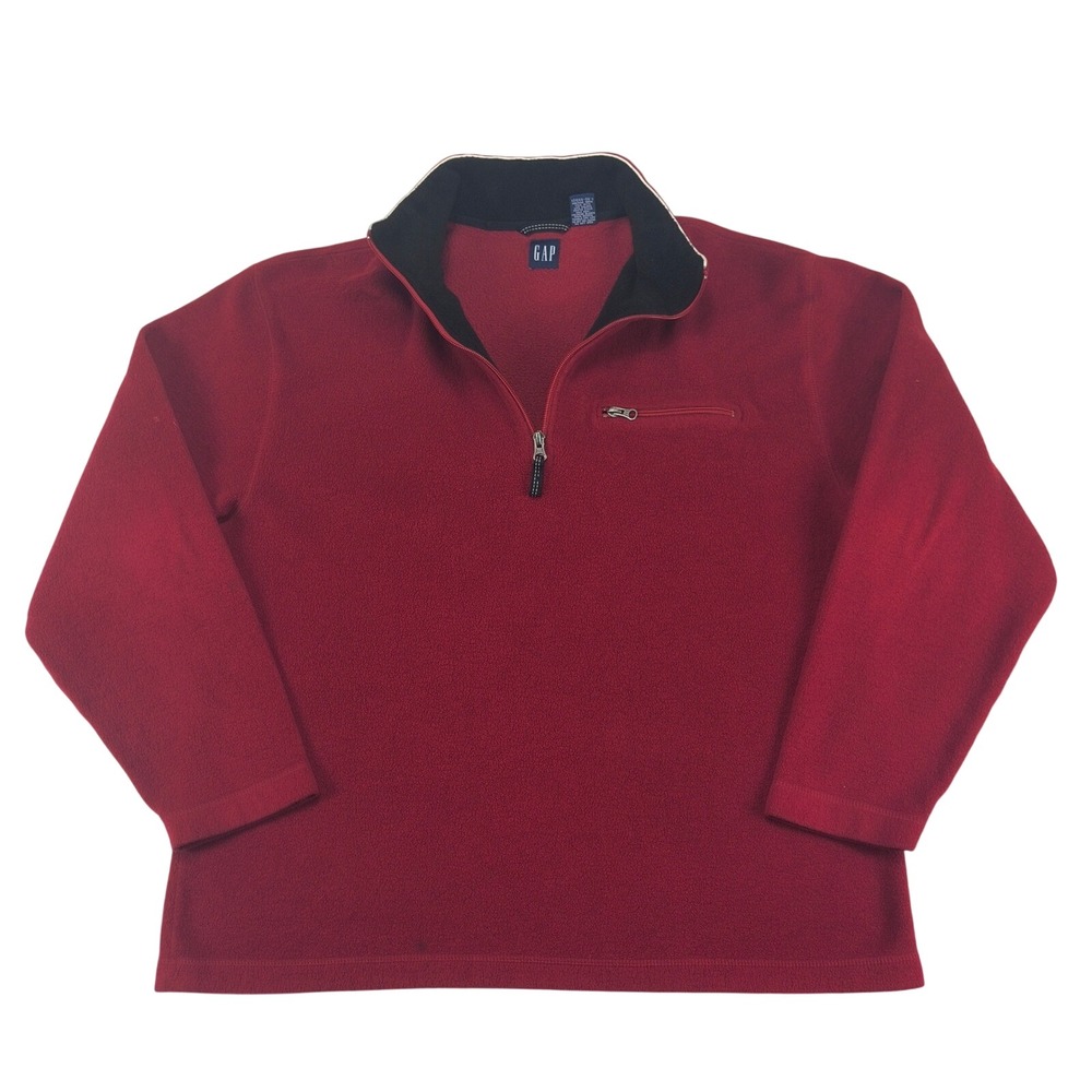 Gap Mens XL Red Fleece 1/4 Zip Pullover Jacket Long Sleeve Mock Neck 131668-08-1